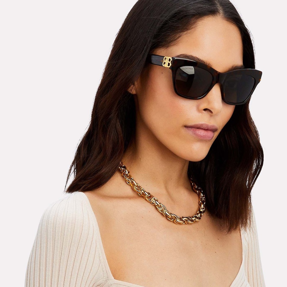 NEW BALENCIAGA BB0132S 001 BLACK CAT EYE SUNGLASSES - Picture 2 of 12